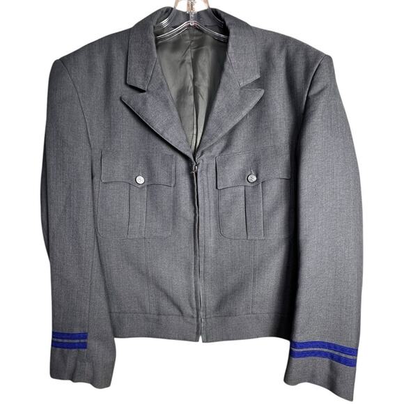 Vtg 70s Greyhound Bus Drivers Howard Uniform Wool ZipUp Jacket Gray Blue Costume - Picture 1 of 16